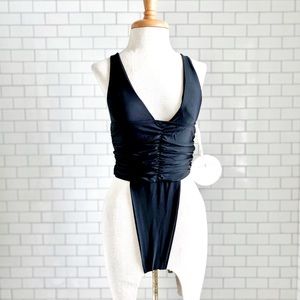 Swimsuit High Cut Bikini One Piece Black